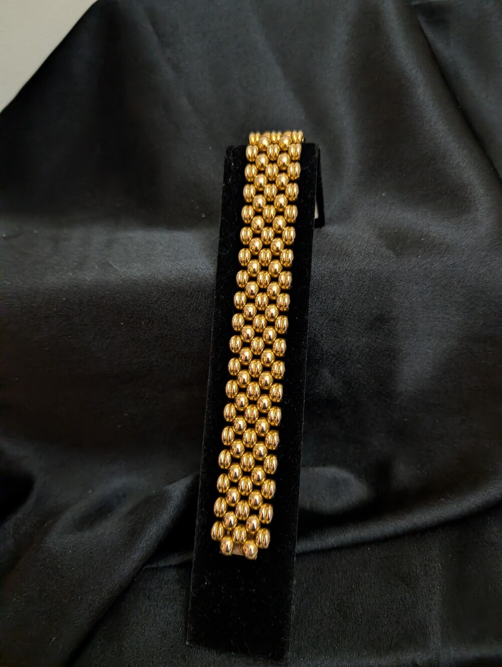 Authentic 1940s Swiss 5 Row Panther Link 20 Microns Gold Plated Bracelet